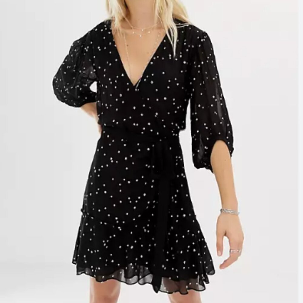 All Saints Gracie wrap dress in black. Size 4. Excellent condition.